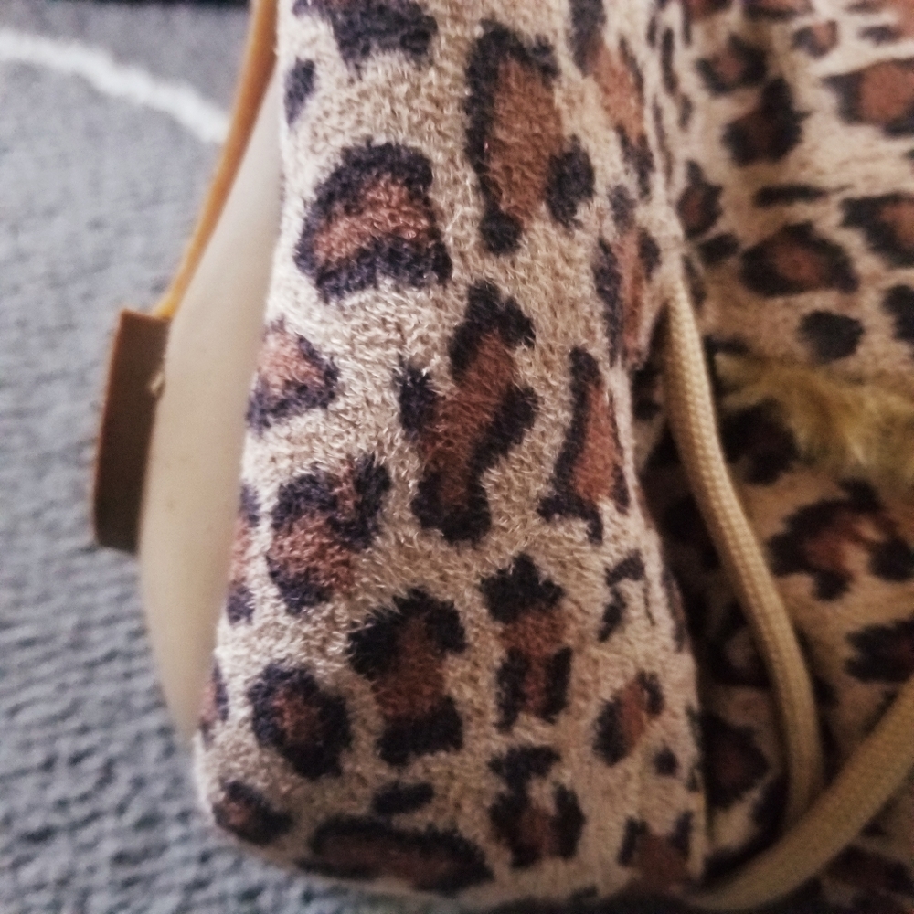 Animal Print/Leopard Print Fuzzy Kitten Heel Boots - image 5